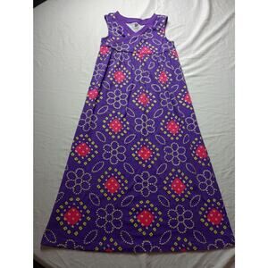 Tea Collection Dress 6 Girls Purple Pink Geometric Sleeveless Crossover Floral